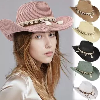 Летняя повседневная женская шляпа, украшенная веревкой, льняная шляпа от солнца, панамская плоская шляпа, пляжная шляпа One Size бежевый