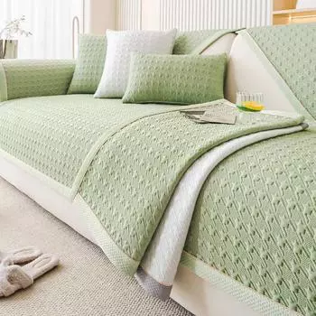 Летняя прохладная подушка для дивана из ледяного шелка, противоскользящий чехол для дивана с рисунком «Тысяча птиц», пригодный для машинной стирки, воздушный, однотонный коврик для дивана с окантовкой 70x70cm 1pcs