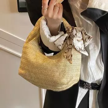 Летняя простая плетеная сумка для женщин, пляжная сумка для отпуска, модная повседневная сумка через плечо, простая