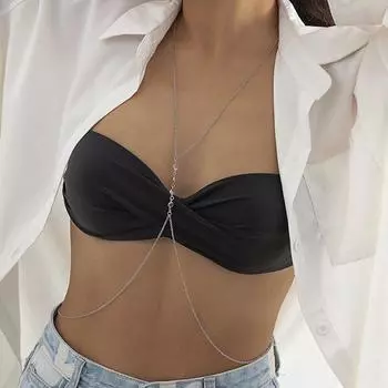 Летняя простая сексуальная цепочка с крестом и кристаллами, интегрированная цепочка на талию и цепочка на грудь, сексуальная пляжная цепочка бикини, цепочка для тела, цепочка на живот для женщин