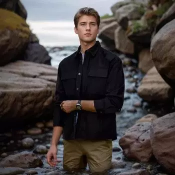 Летняя простая тонкая классная рубашка мужская не требующая глажки кардиган с длинными рукавами мужская рубашка куртка S чёрный