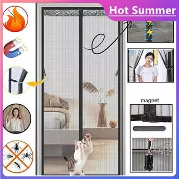 Летняя противомоскитная занавеска для двери, магнитная сетка для дверной занавески, сетка для автоматического закрытия двери, дверная сетка, кухонная сетка для экрана W:70xH:200cm