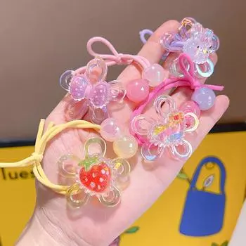 Летняя прозрачная большая цветочная веревка для волос, детская веревка для волос, милая сахарная клубника, кролик, детская большая детская резинка для волос