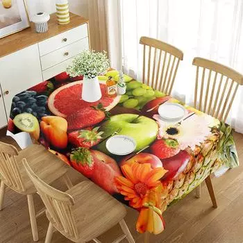 Летняя прямоугольная скатерть 3d фруктовая еда Летнее тематическое украшение Кухня Прямоугольная скатерть Ресторан Свадебные украшения 40x70cm 15x27inch