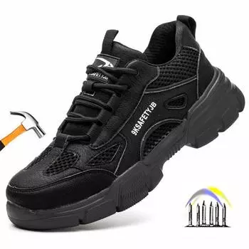 Летняя рабочая обувь для мужчин, дышащая защитная обувь, антипрокольные рабочие защитные кроссовки, рабочая обувь с защитой 37