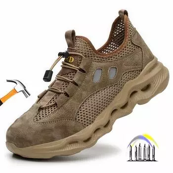 Летняя рабочая обувь, дышащая защитная обувь, легкая рабочая обувь, рабочие ботинки с защитой от проколов, защитные рабочие кроссовки со стальным носком 38