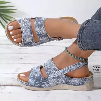 Летняя распродажа женской обуви 2024 года, высококачественные модные женские сандалии, цветные сандалии с открытым носком, женские сандалии на плоской подошве 36 синий