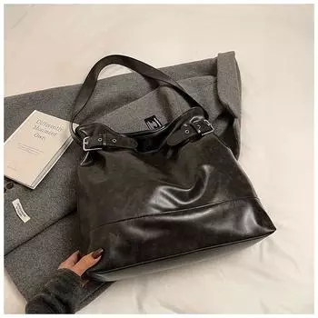 Летняя Ретро Большая вместимость Простая и Высокая внешность Женская сумка для поездок на работу Подмышечная сумка на одно плечо чёрный