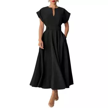 Летняя рубашка, элегантное платье с V-образным вырезом и короткими рукавами S зелёный