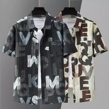 Летняя рубашка большого размера, мужские топы, модные повседневные мужские рубашки размера плюс 4XL-11XL с коротким рукавом 4XL чёрный