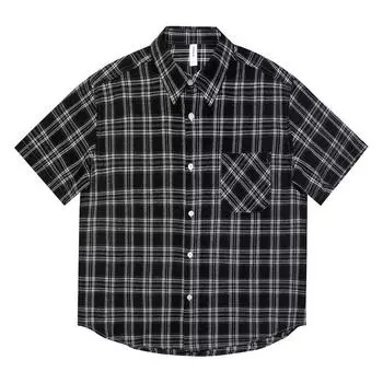 Летняя рубашка, мужская свободная повседневная рубашка в клетку в стиле ретро, рубашка без железного дюйма XXL