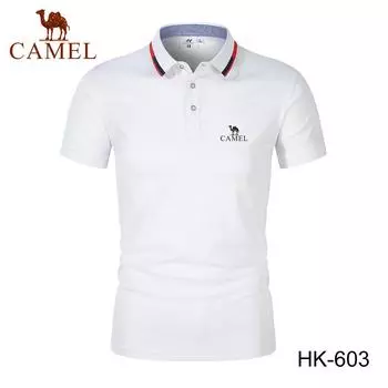 Летняя рубашка-поло Camel 2024 с вышивкой, мужская высококачественная мужская дышащая рубашка с короткими рукавами, деловая повседневная рубашка-поло для мужчин L белый