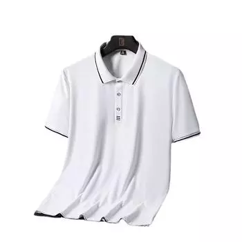 Летняя рубашка поло из ледяного шелка, мужская футболка поло больших размеров с короткими рукавами, футболка среднего возраста с половиной рукавов 8XL