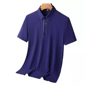 Летняя рубашка поло из ледяного шелка, однотонная молодежная футболка с воротником поло, деловая рубашка поло с короткими рукавами 6XL