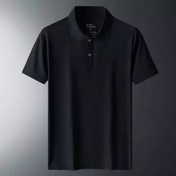 Летняя рубашка поло из ледяного шелка с лацканами и короткими рукавами, однотонная футболка