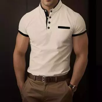 Летняя рубашка поло с пуговицами, цветные мужские спортивные рубашки поло, мужские S белый