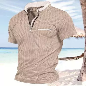 Летняя рубашка поло с сетчатым карманом на молнии для мужчин, спортивная рубашка поло S чёрный