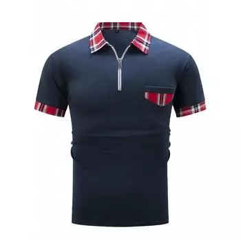 Летняя рубашка поло в клетку, мужская белая, черная, серая, синяя, с карманами на молнии, мужские спортивные рубашки поло с короткими рукавами S небесно-голубой