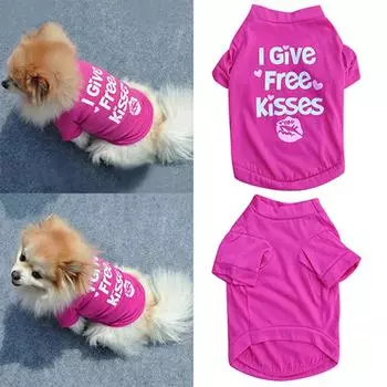 Летняя рубашка Розово-красная губа Футболка для собак Маленькая кошка щенок Весенний жилет Одежда XS