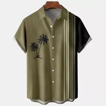 Летняя рубашка с коротким рукавом Coconut Tree, большой размер, летняя повседневная рубашка с элементами дизайна, мужские топы, рубашка S