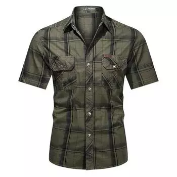 Летняя рубашка с коротким рукавом, повседневная тонкая рубашка с лацканами, мужские рубашки M