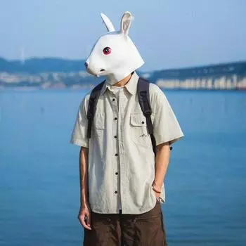 Летняя рубашка с коротким рукавом три четверти для студентов, свободный и нишевый дизайн, забавный новый мужской топ для ношения на открытом воздухе M абрикосовый