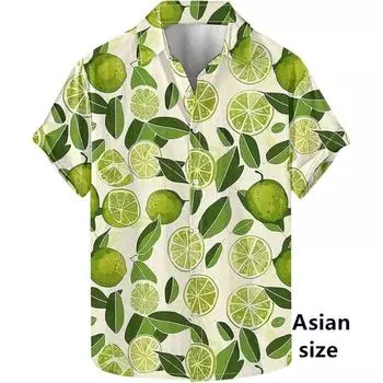 Летняя рубашка с рисунком лимона для мужчин и женщин, гавайская рубашка с 3D-принтом, унисекс, повседневная, для отдыха на пляже, с пуговицами, с лацканами, модная блузка Y2k S