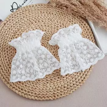 Летняя рубашка со съемными манжетами для женщин, кружевные цветочные сетчатые поддельные рукава, расклешенные рукава, поддельные манжеты, свадебные манжеты в форме рога