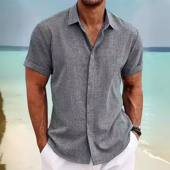 Летняя рубашка Tie Dye Light Ripe Casual Linen с короткими рукавами для мужчин S серый