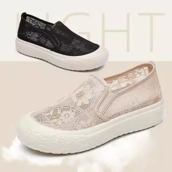 Летняя рыбацкая обувь на толстой подошве, женская обувь с кружевной сеткой, повседневная дышащая обувь с полой сеткой 36 чёрный