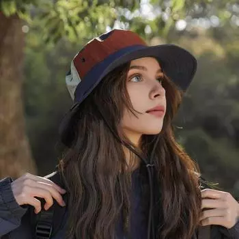 Летняя рыбацкая шляпа с цветными блоками на шнуровке, ветрозащитный ремешок, защита от солнца, анти-УФ, декоративная шапка для отдыха, скалолазания, садоводства, уличной шапки темно-синий