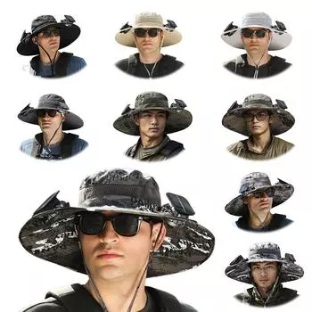 Летняя рыбацкая шляпа с защитой от ультрафиолета, долговечная литиевая батарея, вентилятор, шляпа от солнца, солнцезащитная шляпа от сильного ветра, шляпа для рыбалки и велоспорта Black