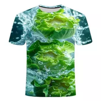 Летняя серия фруктов и овощей с 3D-печатью, индивидуальные модные тенденции, мужские красивые футболки с короткими рукавами, топы XLAdult size
