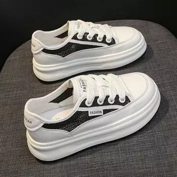 Летняя сетчатая дышащая кожаная толстая подошва, увеличивающая рост, маленькие белые туфли, женская обувь, новая повседневная спортивная обувь, женская обувь для сноуборда 35