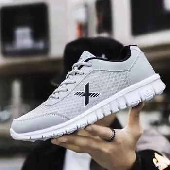 Летняя сетчатая дышащая мужская обувь большого размера, удобная и легкая, кроссовки, мужская универсальная спортивная обувь, мужская обувь зарубежного производства 39 чёрный