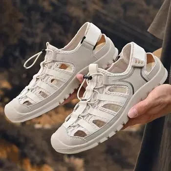 Летняя сетчатая дышащая обувь Baotou, модная мужская удобная обувь для альпинизма и водных походов, быстросохнущая пляжная обувь 38 бежевый