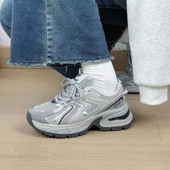 Летняя сетчатая дышащая обувь для папы, женская обувь, студенческая универсальная повседневная спортивная обувь на платформе 35 серый