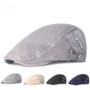 Летняя сетчатая кепка мужская в британском стиле с утиным язычком, ретро-кепка-берет M56-58cm тёмно-синий