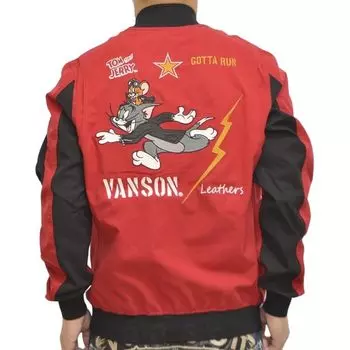 Летняя сетчатая куртка Tom and Jerry, однослойная, легкая верхняя одежда TOM and JERRY [Banson] TJV-2415 MA-1 для мужчин (XXL, Красный) красный