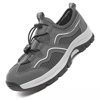 Летняя сетчатая мужская обувь, кроссовки, мужская мода, повседневная обувь для ходьбы, дышащие мужские мокасины без застежек 45 серый