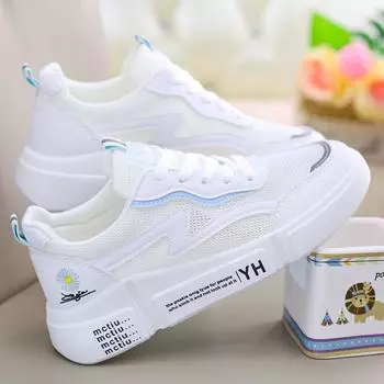 Летняя сетчатая обувь Женская обувь для папы Женские летние дышащие кроссовки для сноуборда Весенне-летняя универсальная женская обувь Повседневные сетчатые кроссовки 35 белый