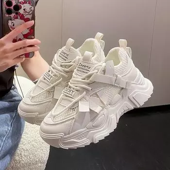 Летняя сетчатая поверхность, полые тонкие дышащие туфли, женские теннисные туфли, новые универсальные спортивные повседневные туфли, мода 35