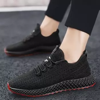 Летняя сетка, новая мужская спортивная обувь, уличная легкая спортивная повседневная мужская обувь, дышащая амортизирующая универсальная обувь 45 серый