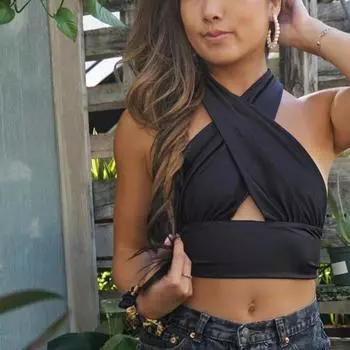 Летняя сексуальная майка без рукавов с открытой спиной и крестом спереди S чёрный