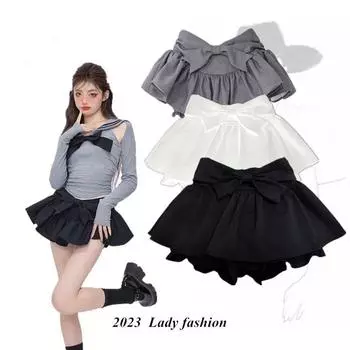 Летняя сексуальная стильная модная брендовая женская юбка в корейском стиле, женская одежда Y2K, летняя белая мини-юбка с рюшами, кружевная лоскутная юбка M чёрный