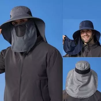 Летняя шаль для лица, рыбацкая шляпа, мужская шляпа от солнца, уличная быстросохнущая шляпа от солнца, дышащая шляпа от солнца для рыбалки чёрный