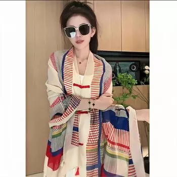 Летняя шаль в этническом стиле с ретро-пряжкой, солнцезащитный хлопковый и льняной платок, модный, универсальный пляжный шарф 90 180cm