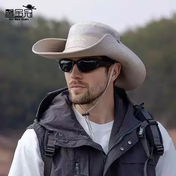Летняя шляпа для альпинизма и рыбалки на открытом воздухе, мужская солнцезащитная шляпа с большим карнизом и солнцезащитным кремом, дышащая и универсальная шляпа для рыбалки бежевый