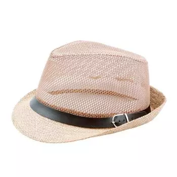 Летняя шляпа джазовая сетка для людей среднего и пожилого возраста, дышащая, шляпа-цилиндр для пожилых людей, солнцезащитная шляпа для улицы, соломенная шляпа Around 58 серый