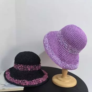 Летняя шляпа из соломы с полым солнцезащитным козырьком, вязаная крючком, дышащая и не душная, цветная, для отпуска, с широкими полями, плетеная соломенная шляпа для женщин M56-58cm бежевый